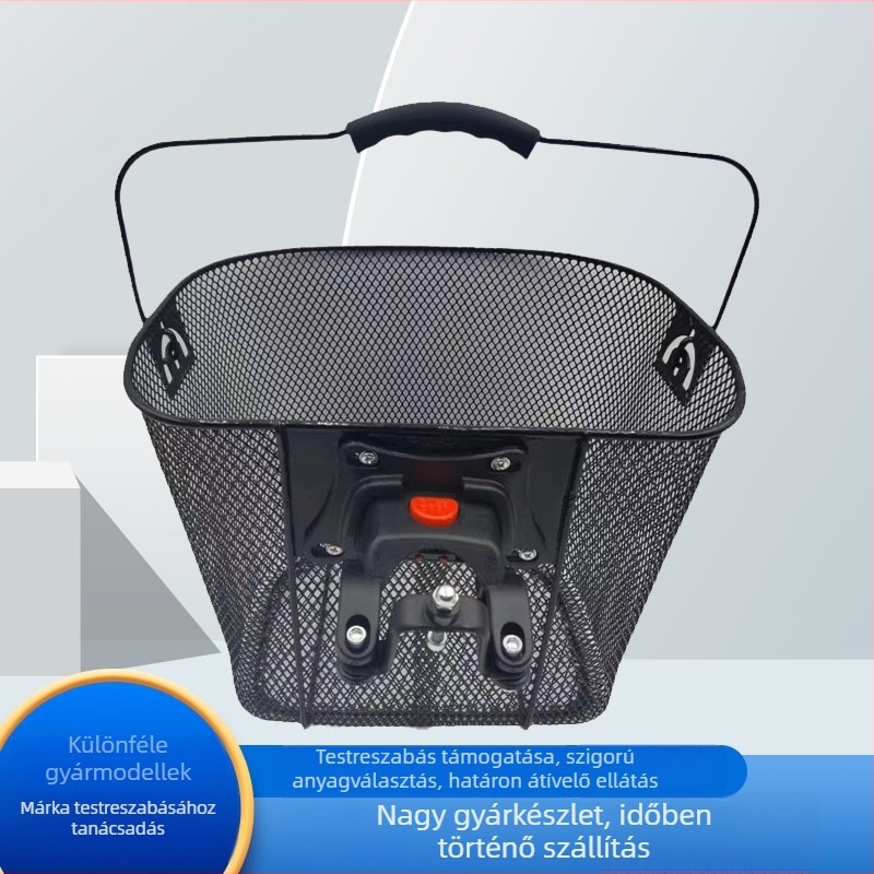 Vasból készült kerékpár kosár elektromos járműhöz, univerzális illeszkedés