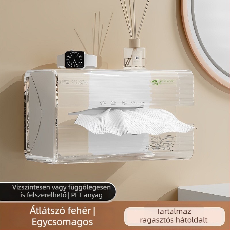 Nedves törlőkendő tároló doboz, falra szerelhető, fúrás nélkül, skandináv stílusú vécépapírdoboz, megfizethető luxus