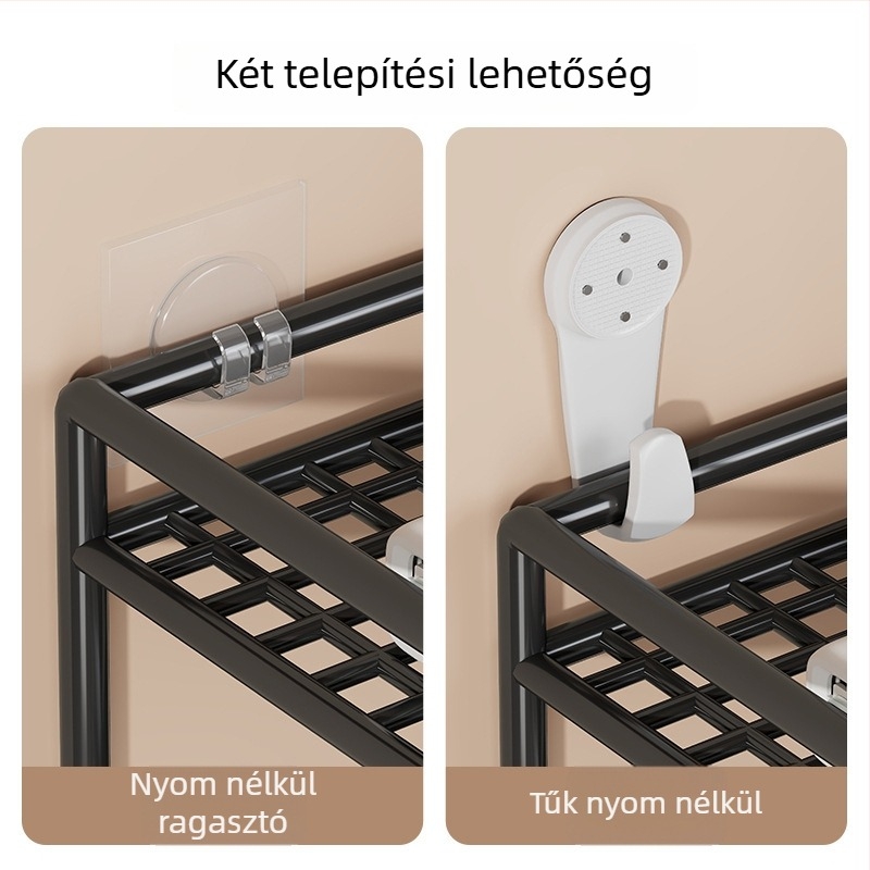 Fali multifunkcionális polc TV-boxhoz, projektorhoz és routerhez – vasból, 2 szint, modern minimalista stílus
