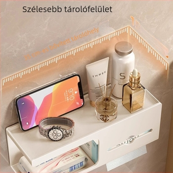WC papírtartó, szénacél, eltávolítható papírtörlő, multifunkcionális, modell 235689
