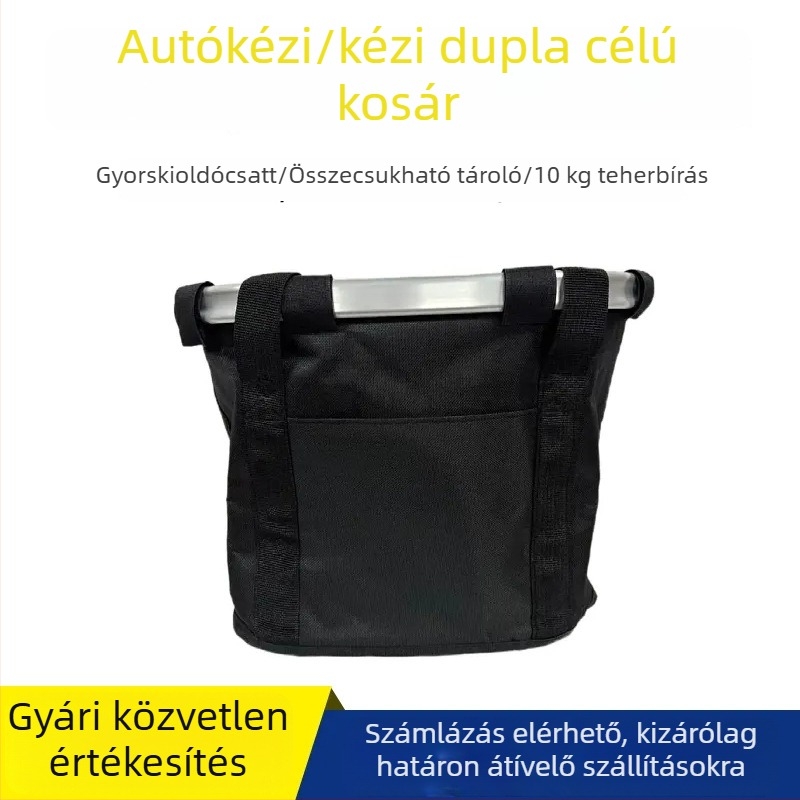 Hegyi kerékpár kosár - összecsukható, vízálló vászon, anyag: alumínium-ötvözet + Oxford szövet, nagy kapacitás, akasztható/ kézben vihető