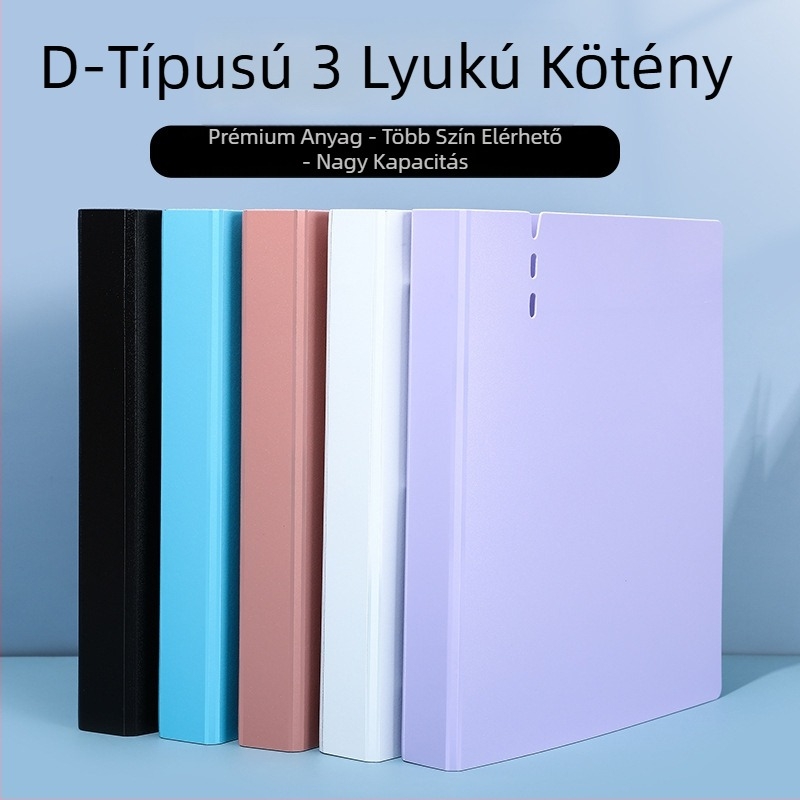 3‑lyukú D-típusú klipek, nagy kapacitású vízálló PP mappa dokumentumokhoz, A4 formátum, 110-es szorító, lemezvastagság 1 mm