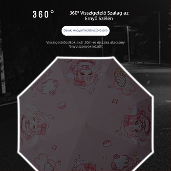 Gyerekeknek szólótri-fold esernyő cartoon dizájnnal, automata nyitás, 8 acél borda, 190T anyag