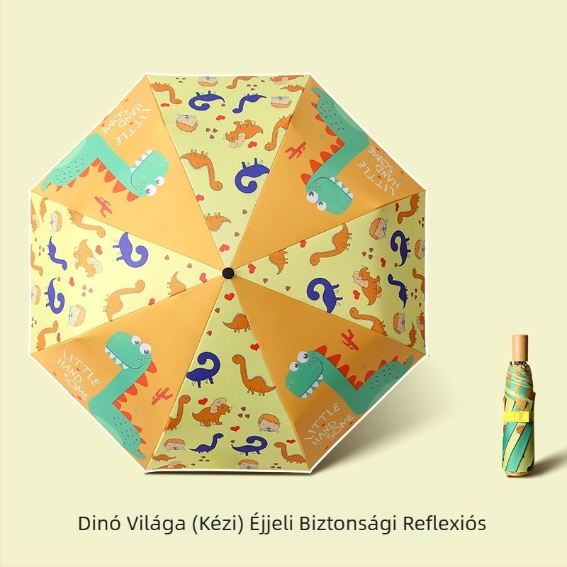 Gyerekeknek szólótri-fold esernyő cartoon dizájnnal, automata nyitás, 8 acél borda, 190T anyag