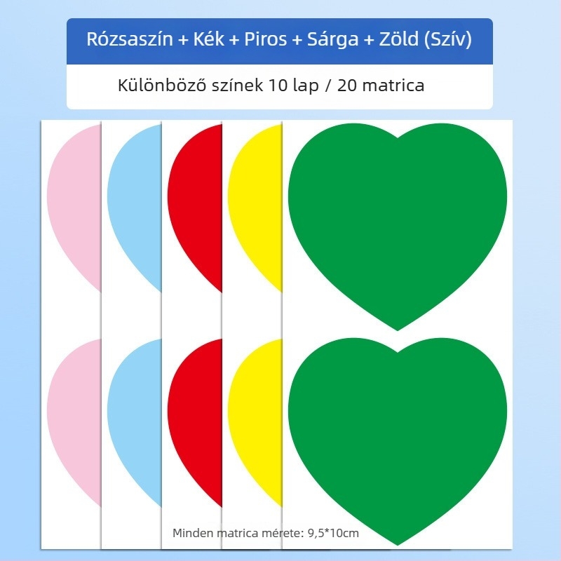 Öntapadós matricák szív alakú, bevont papíron