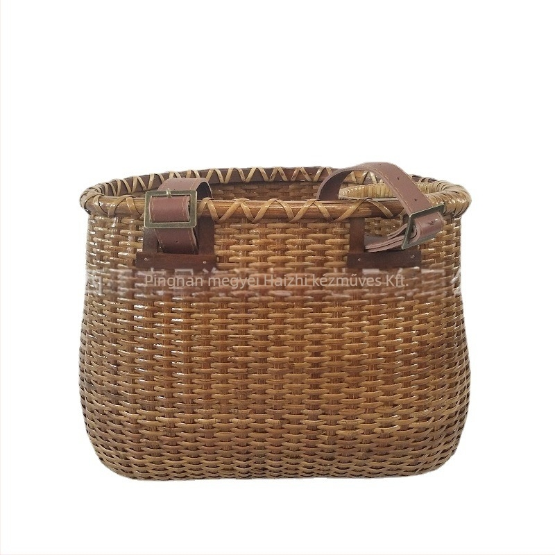 Rattan kerékpár előkosár, modell BM19-065, Haizhi márka, anyag rattan, koreai stílus, származás Guangxi