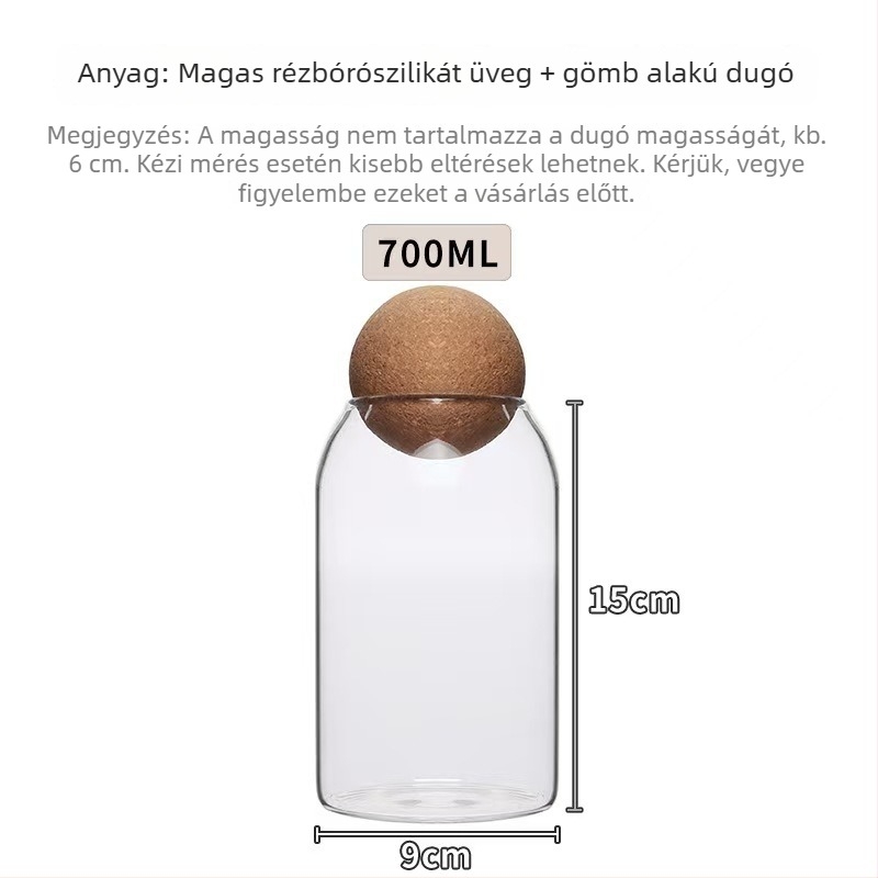 Ziteng üveg kör alakú zárható tárolóedények készlete korong dugóval, 2.1–3 L, mikrohullámú sütőben használható