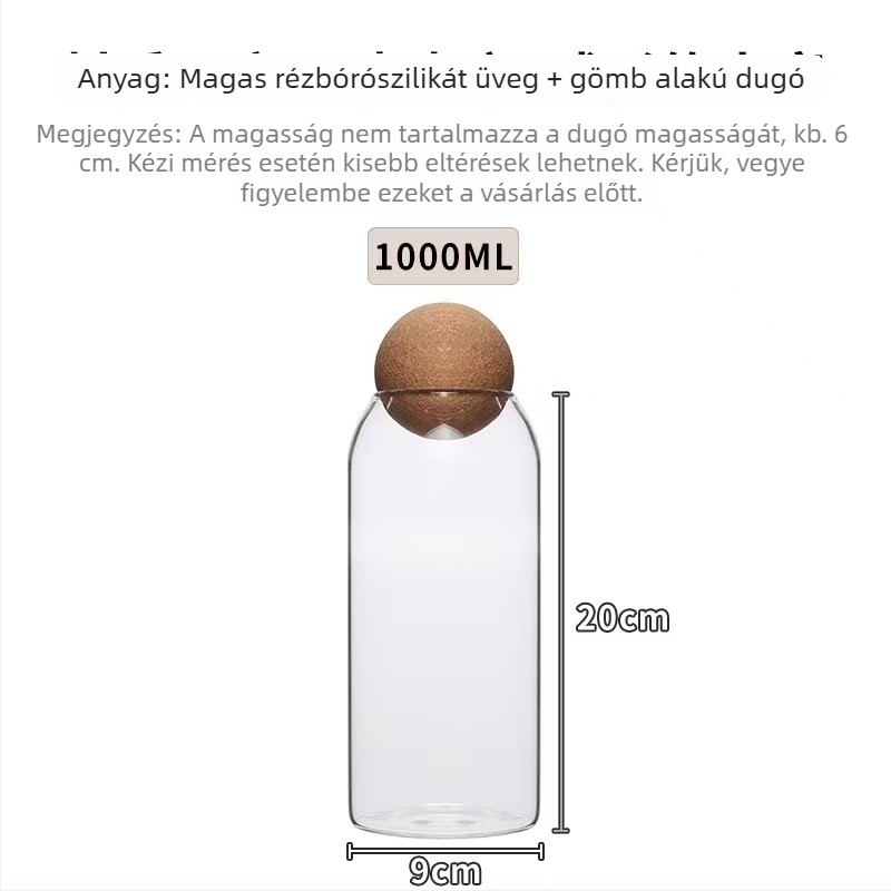 Ziteng üveg kör alakú zárható tárolóedények készlete korong dugóval, 2.1–3 L, mikrohullámú sütőben használható