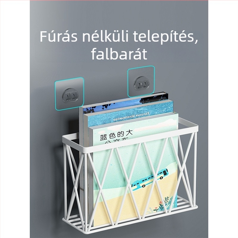Falra szerelhető fürdőszobai könyvespolc — telepítés nélkül, papírból készült, pastoraális stílus, 1 szint, ideális kültéri kempingezéshez