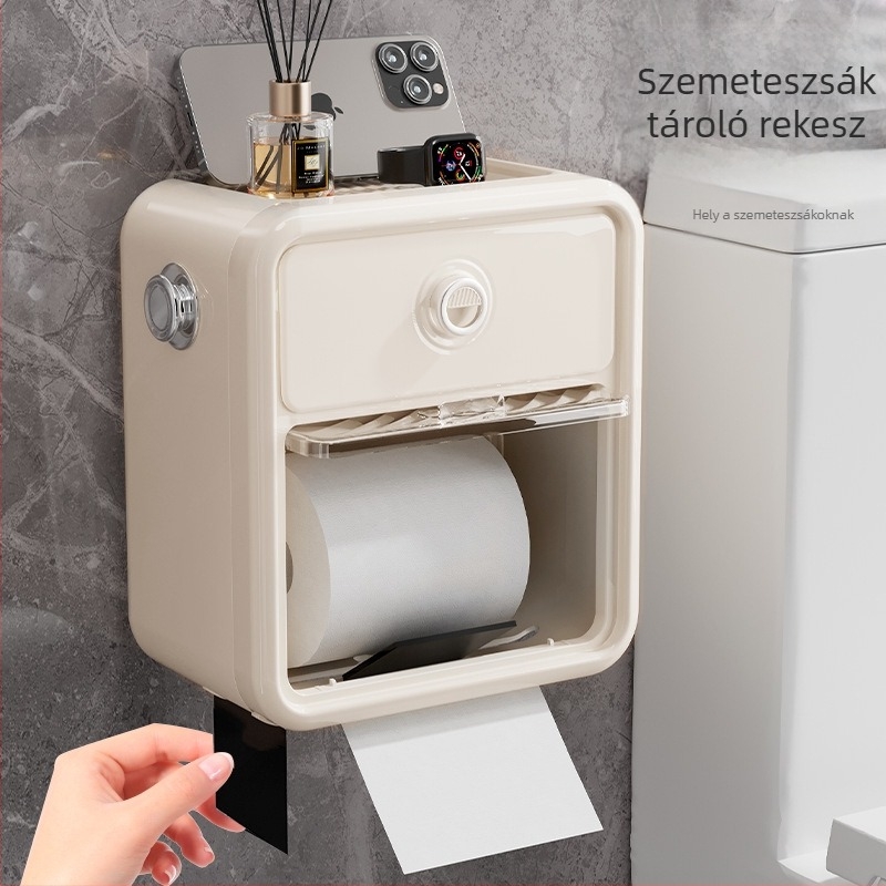 Fürdőszobai zsebkendő tartó, műanyag, vízálló, asztalra helyezhető, könnyű luxus stílus
