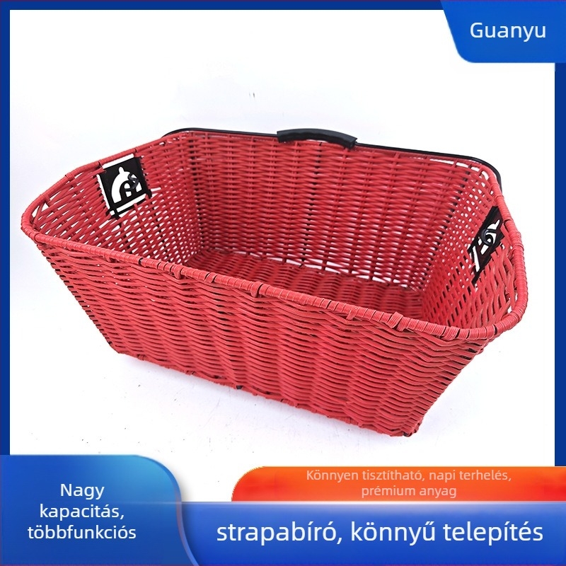 Elülső kosár elektromos kerékpárhoz, négyszögletes szövött anyagból, vintage stílus, egyszemélyes keret 724 g