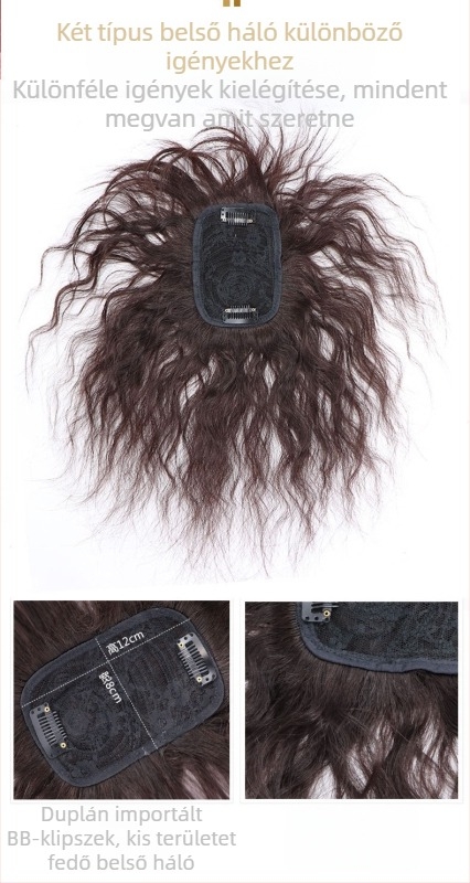 Valódi emberi hajból készült topper paróka, rövid göndör stílus, modell A028/B028, fedés ősz hajra, feldolgozási technológia: mechanizmus, egyenes vagy ferde frufru