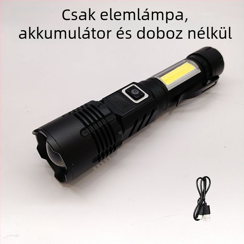 LED fejlámpa COB oldalsó világítással, mágneses tollklipsz, LCD kijelző, 20W, 1200mAh újratölthető, fehér lézerfény