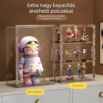 Lianying Átlátszó mágneses megjelenítő doboz figuráknak blind-box, porvédett, falra szerelhető rekeszekkel, modell 9019