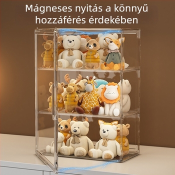 Lianying Átlátszó mágneses megjelenítő doboz figuráknak blind-box, porvédett, falra szerelhető rekeszekkel, modell 9019