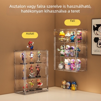 Lianying Átlátszó mágneses megjelenítő doboz figuráknak blind-box, porvédett, falra szerelhető rekeszekkel, modell 9019