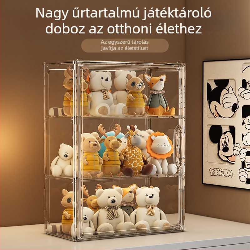 Lianying Átlátszó mágneses megjelenítő doboz figuráknak blind-box, porvédett, falra szerelhető rekeszekkel, modell 9019
