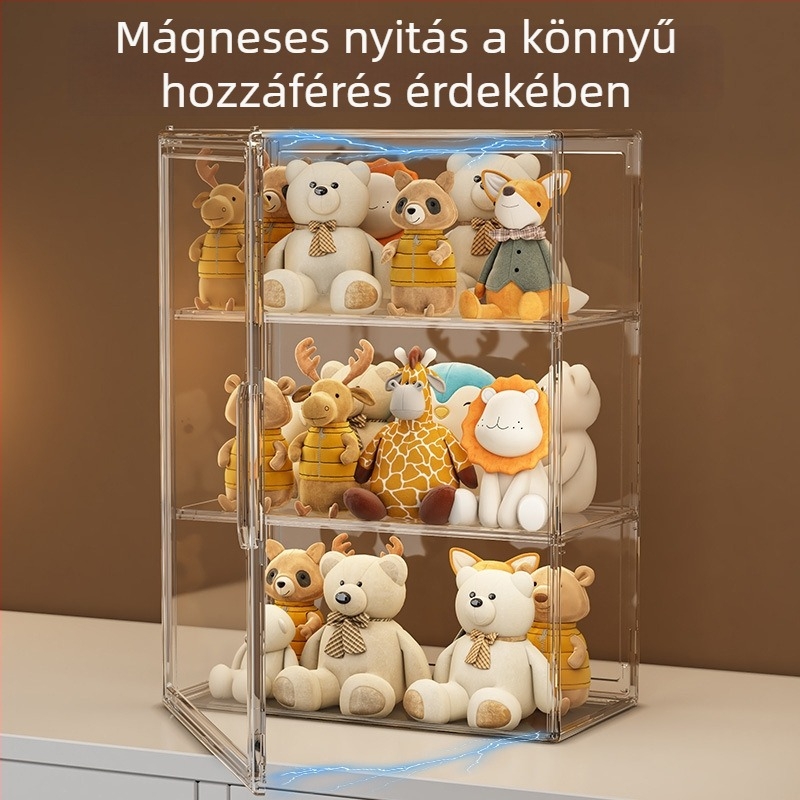 Lianying Átlátszó mágneses megjelenítő doboz figuráknak blind-box, porvédett, falra szerelhető rekeszekkel, modell 9019