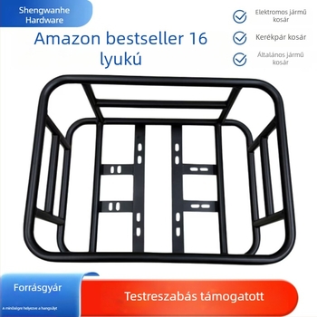 Elektromos kerékpár kosár, 16 lyukú, elülső és hátsó tartóval kompatibilis, vasból, kosár súlya 3,2 kg, márka Sheng wan he