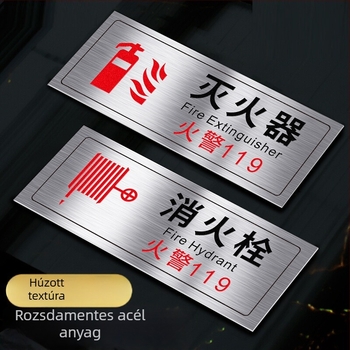 Rozsdamentes acél tűzoltó készülék és hydrant használati jel – UV nyomtatás, bevásárlóközpontok, szállodák és irodák számára