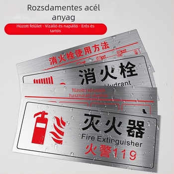 Rozsdamentes acél tűzoltó készülék és hydrant használati jel – UV nyomtatás, bevásárlóközpontok, szállodák és irodák számára