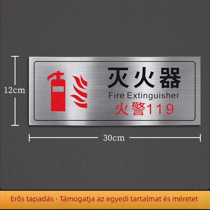 Rozsdamentes acél tűzoltó készülék és hydrant használati jel – UV nyomtatás, bevásárlóközpontok, szállodák és irodák számára