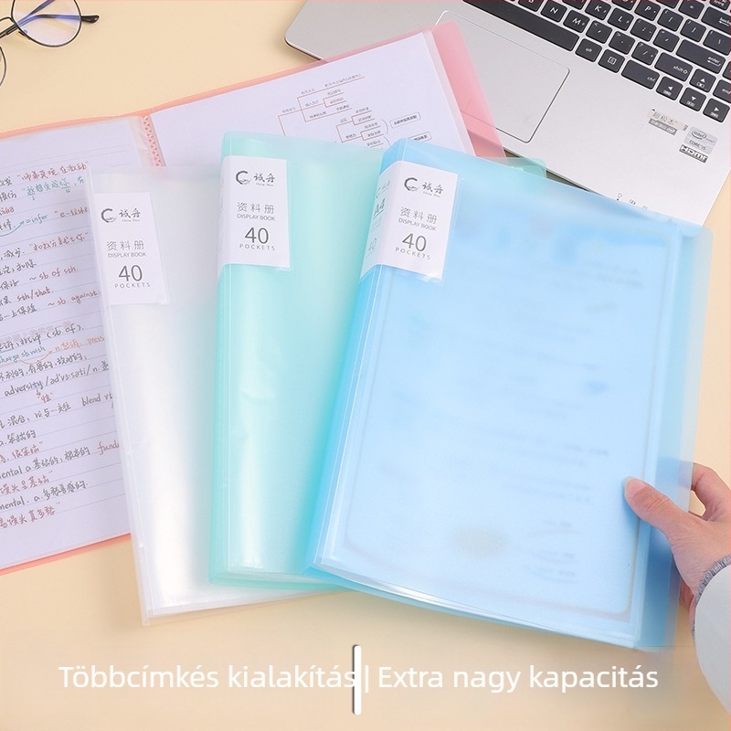 PP átlátszó beillesztő mappa A3 információs füzethez, 20–30 oldal, külső panel 0,8 mm, belső oldal 0,035 mm