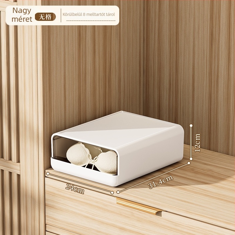 Fehérneműtároló doboz fiókos kialakítással, falra akasztható, 18 L, PP műanyag, japán stílus