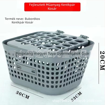 Elülső elektromos jármű kosár, nagy hálóval és fedéllel, fekete