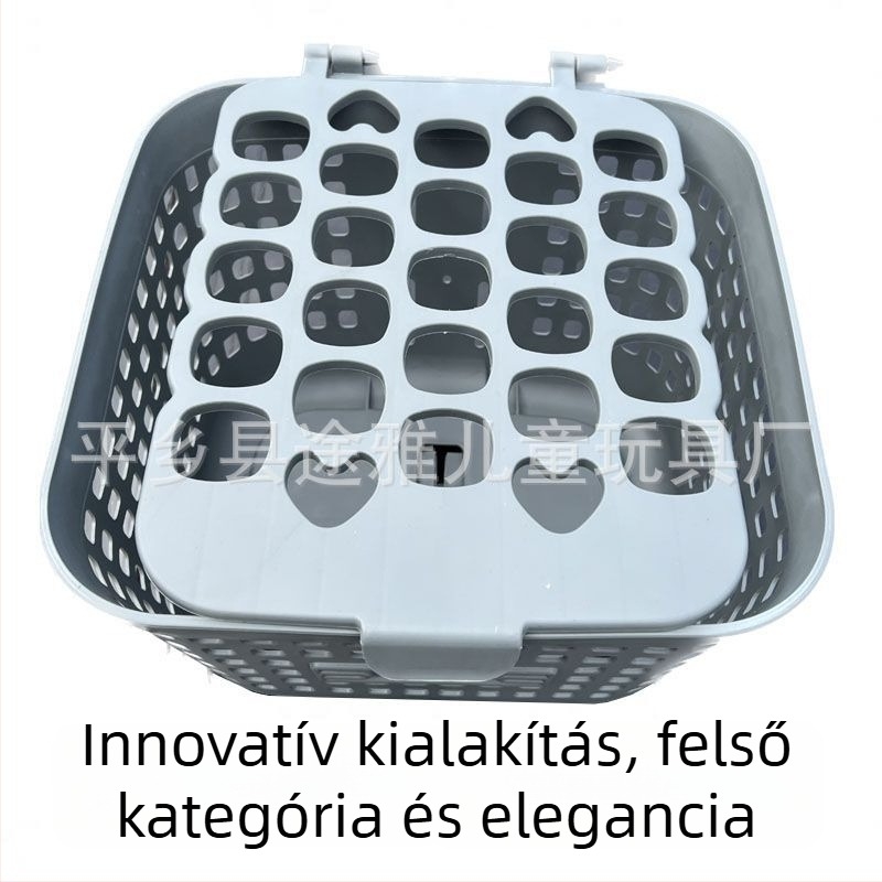 Elülső elektromos jármű kosár, nagy hálóval és fedéllel, fekete