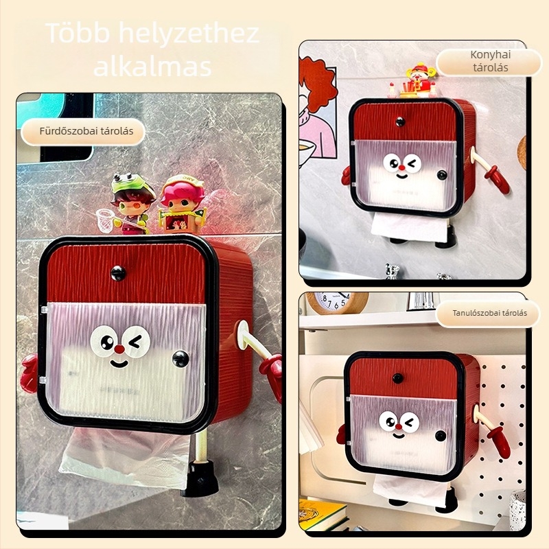 Fali WC-papír tartó, műanyag, modell 10060, többfunkciós, fürdőszobába és nappaliba