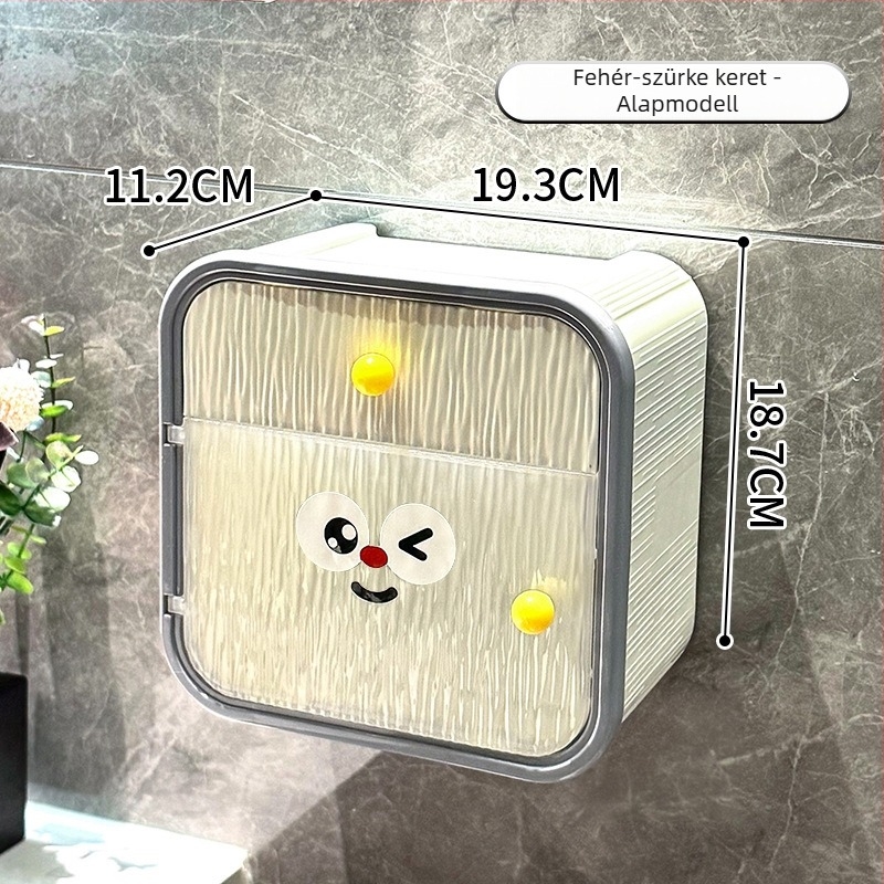 Fali WC-papír tartó, műanyag, modell 10060, többfunkciós, fürdőszobába és nappaliba