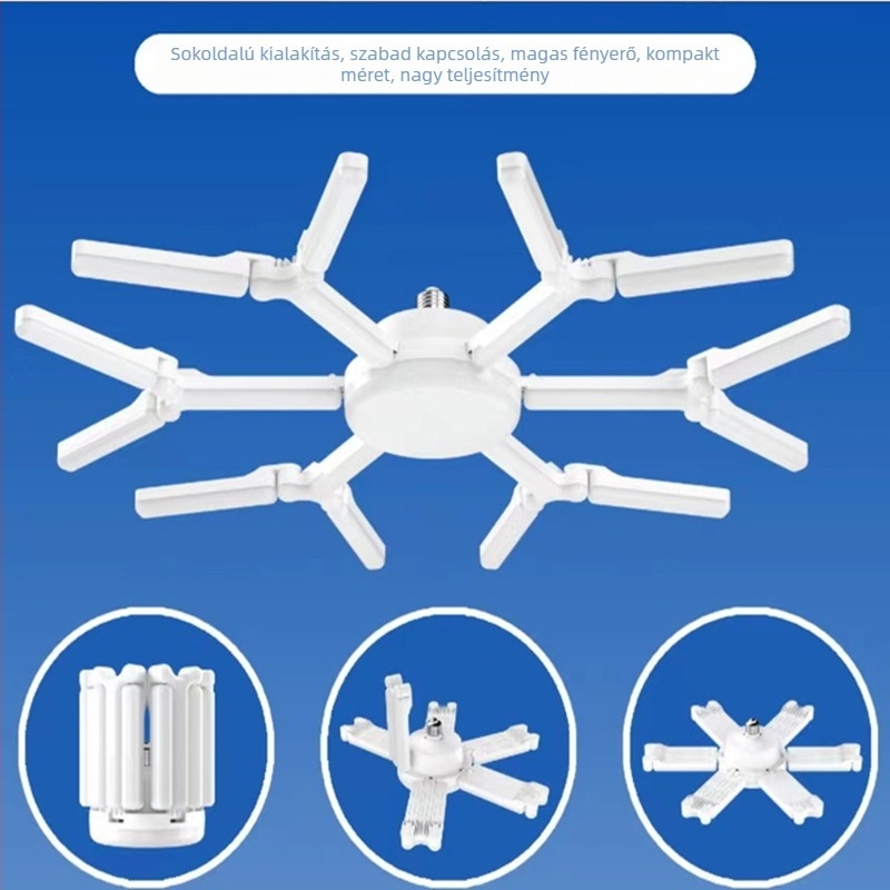 Hópehely vetítő lámpa összecsukható levél dizájnnal; fényerő-szabályozható; E27-es foglalat; távirányító; 360° fénycsóva; bemeneti feszültség 85-265V