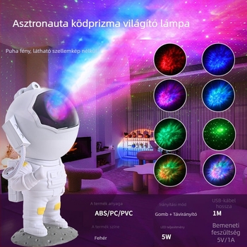 Űrhajós csillagos ég projektor – USB táplálású asztali hangulatvilágítás távirányítóval