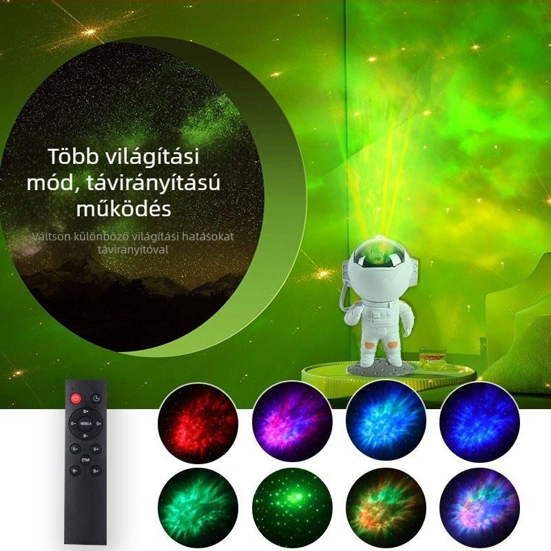 Űrhajós csillagos ég projektor – USB táplálású asztali hangulatvilágítás távirányítóval