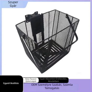 Vasból készült kerékpárkosár hálós kialakítással, leválasztható és hordozható, testreszabható