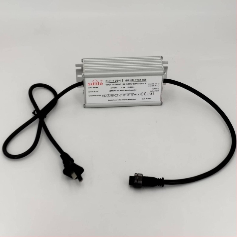 Saide távirányítós logó vetítő lámpa tápegység, 80W/100W, IP67, CE és 3C tanúsítvány, kapcsolóüzemű tápegység
