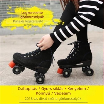 Felnőtt görkorcsolya vászon felsőrésszel, TPR talppal, világító kerekek