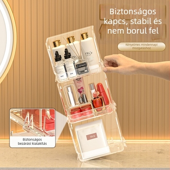 YH-901 asztali kozmetikai tároló | PET műanyag, 18L kapacitás, stackable