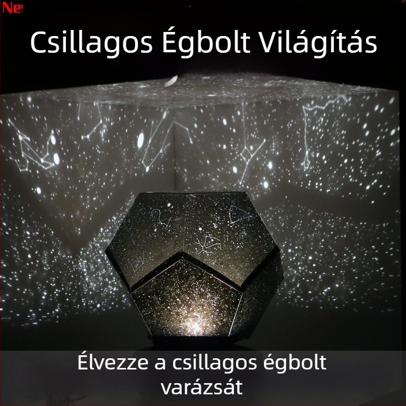 Éjszakai fény csillagos ég vetítéssel, E-SHOW, USB/Li-ion akkumulátoros működtetés, távirányító, PVC árnyék, nordic stílus