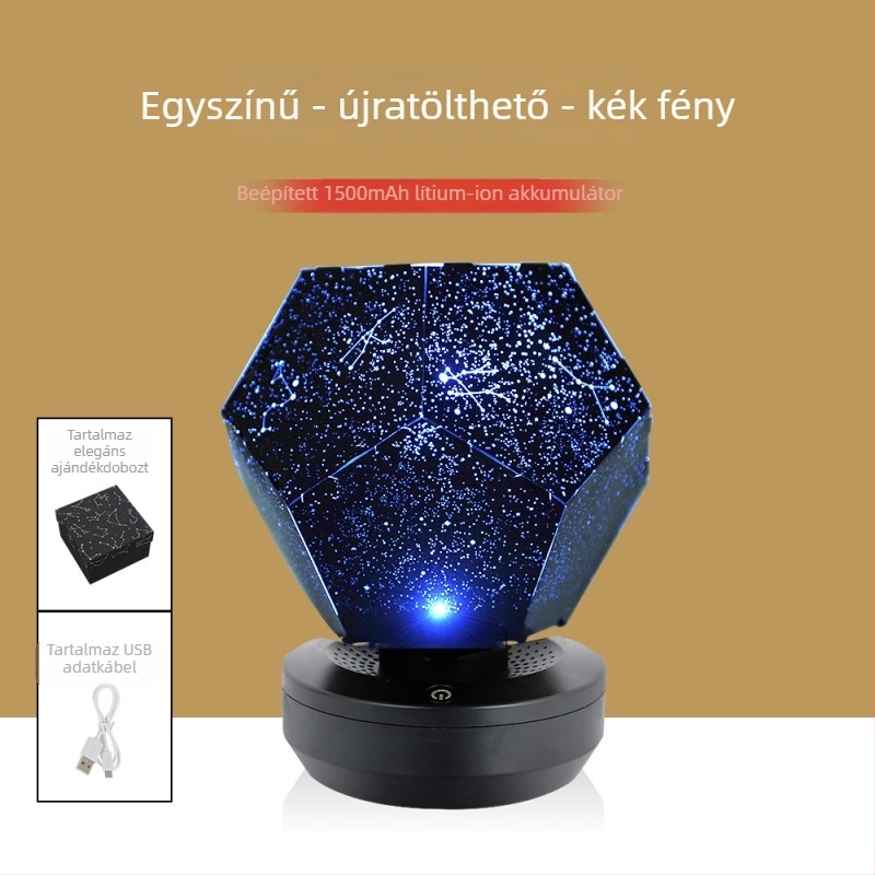 Éjszakai fény csillagos ég vetítéssel, E-SHOW, USB/Li-ion akkumulátoros működtetés, távirányító, PVC árnyék, nordic stílus