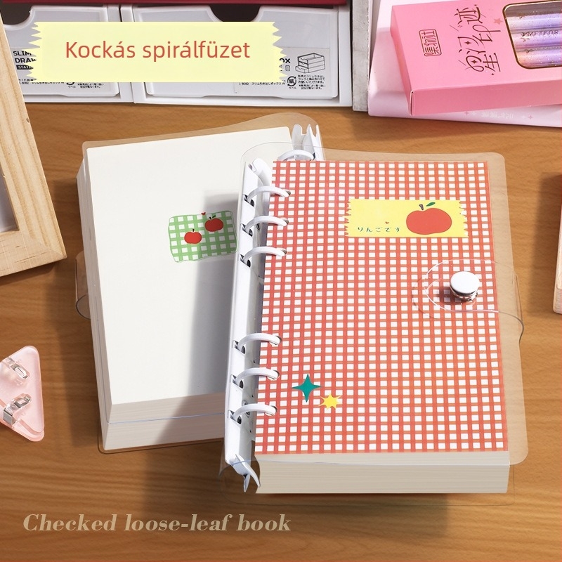 A6-os paradicsom színű notesz kristályfedéllel, leválasztható lapokkal, üres oldalakkal, diák napló, japán-koreai aranyos stílus