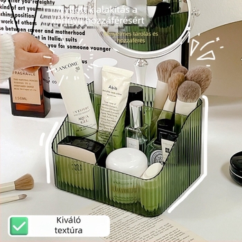 Asztali kozmetikai rendező – négyszögletes műanyag doboz rekeszekkel, modell JJ-0933, modern minimalist stílus, kozmetikumokhoz