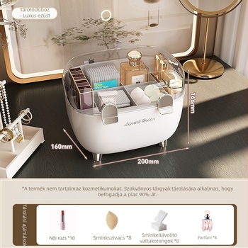 Rúzs tároló doboz fedéllel, porvédett asztali kozmetikai rendező, műanyag, megfizethető lux stílus, szitanyom logó, testre szabható