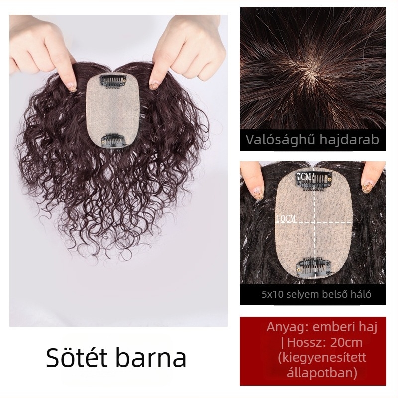 Rövid hullámos paróka, valódi emberi hajból, bőr-szerű fejbőr, hajfedés
