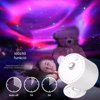 LED Aurora Borealis csillagos ég projekciós éjjeli lámpa USB, távirányító, PVC lámpabúra