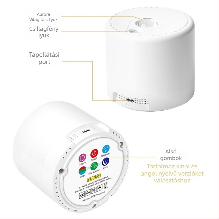 LED Aurora Borealis csillagos ég projekciós éjjeli lámpa USB, távirányító, PVC lámpabúra