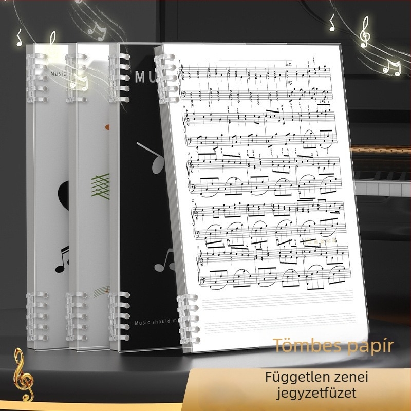 Kohara ötvonalas kottás füzet zongorához és gitárhoz, oldható kötés, PP borító, 68 g/m² papír, 100–200 oldal
