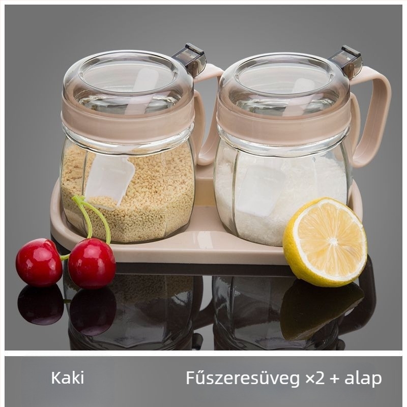 Konyhai fűszertároló készlet – üvegből készült edények sóhoz, fűszerekhez és olajhoz