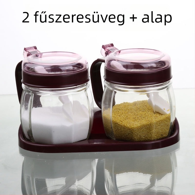 Konyhai fűszertároló készlet – üvegből készült edények sóhoz, fűszerekhez és olajhoz